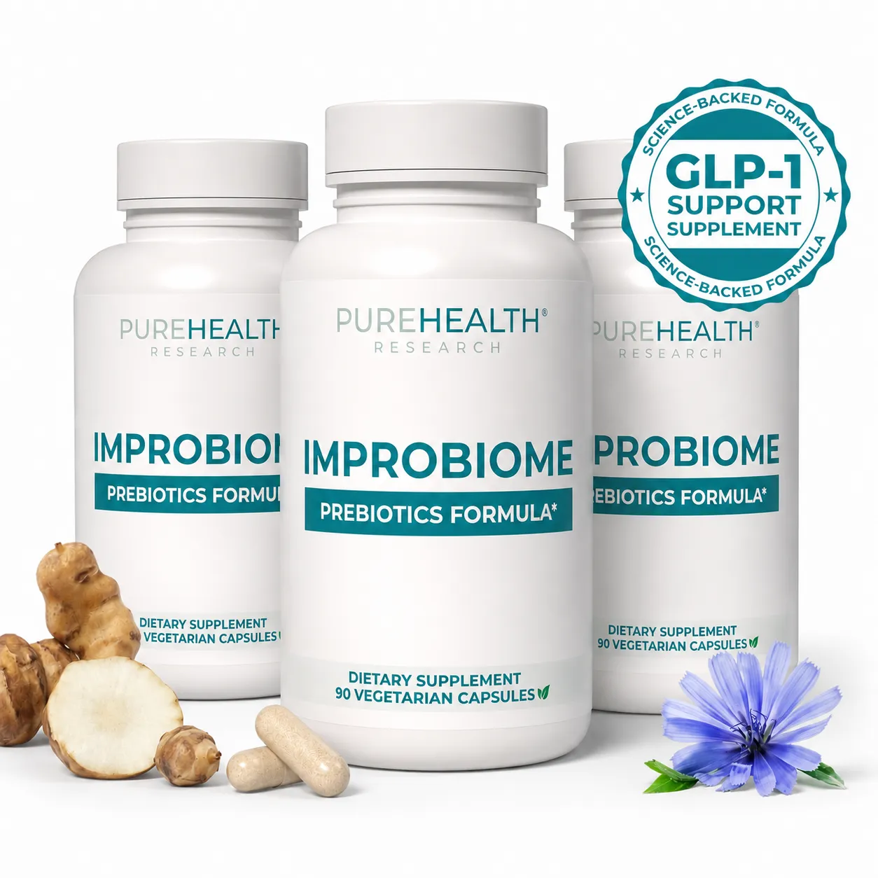 Six bottles of ImproBiome Prebiotics Formula, the best-value package